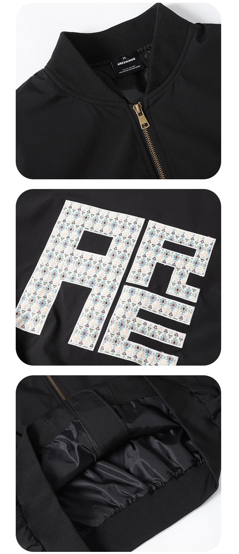 男女兼用文字刺繍中綿スタジャン青