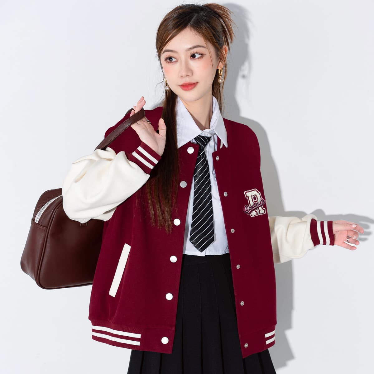 スタジャン 赤 学園風アカデミックスタジャン