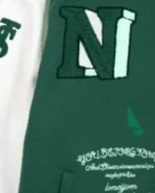 スタジャン 緑 レトロ刺繍アスリート学院風スタジャン