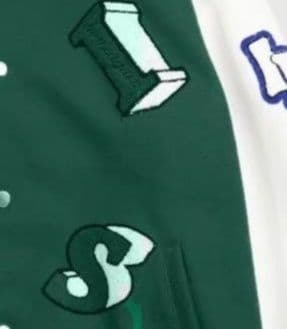 スタジャン 緑 レトロ刺繍アスリート学院風スタジャン