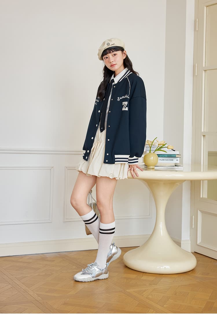 スタジャン 青 学園風ゆったりスタジャン