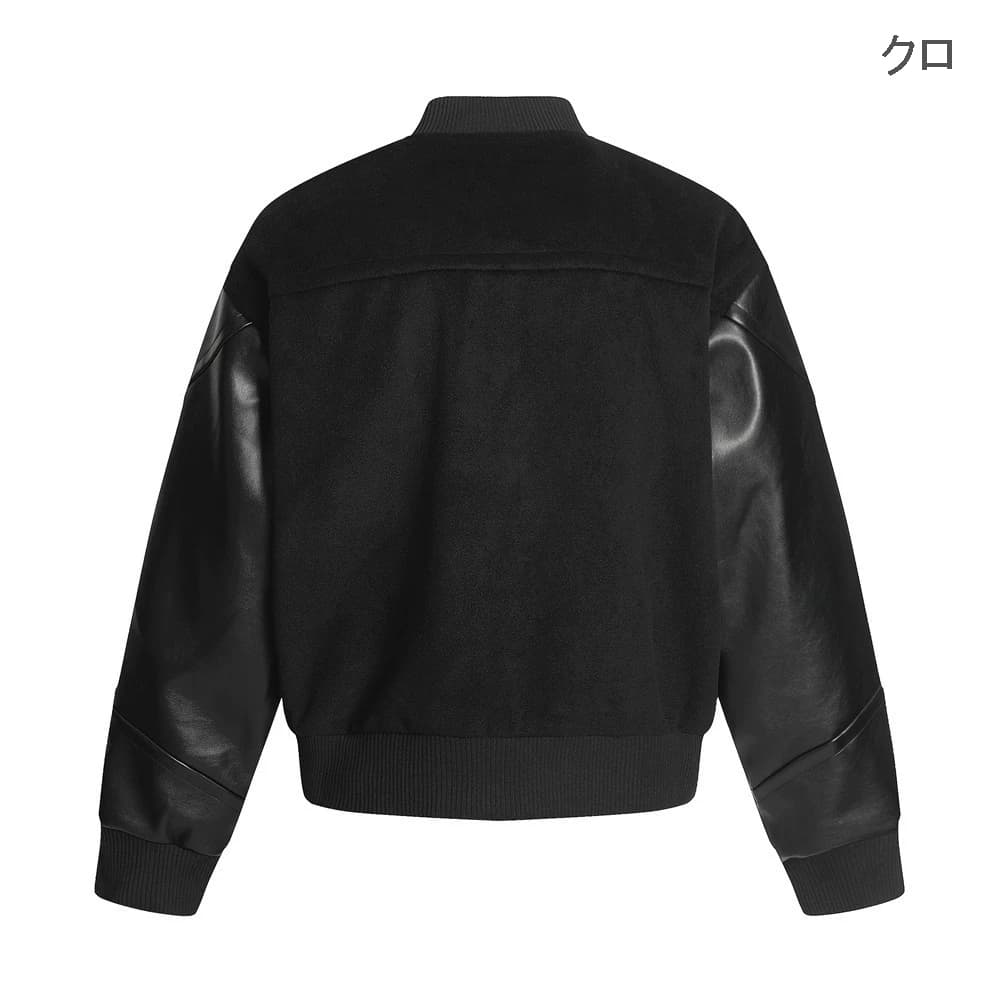 合成皮革袖スタジャン男女兼用ストリート系ジャケットクロ