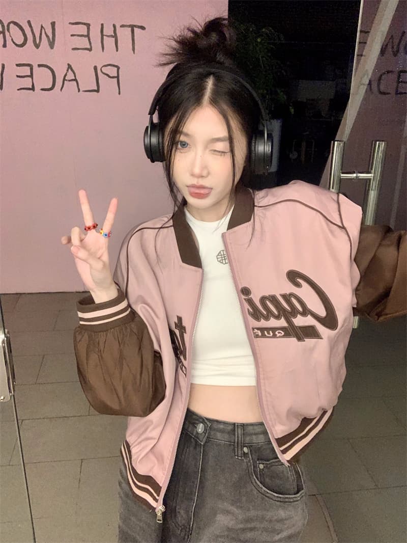 スタジャン 青 クラシック学院風ツートーンスタジャン