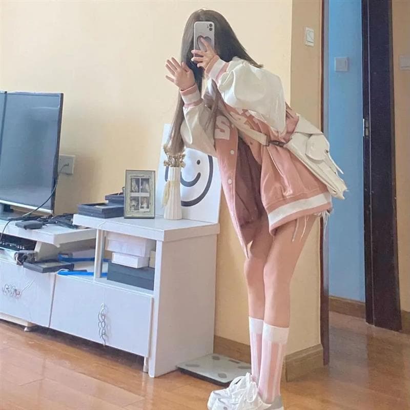 スタジャン ピンク 青春の彩りバイカラースタジャン