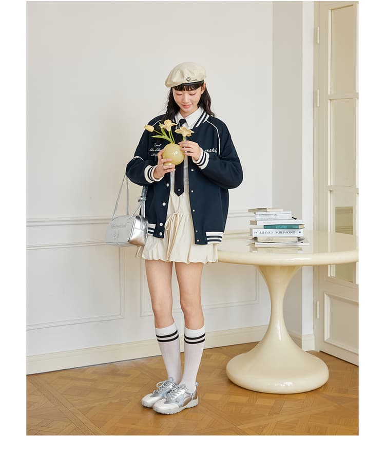スタジャン 青 学園風ゆったりスタジャン