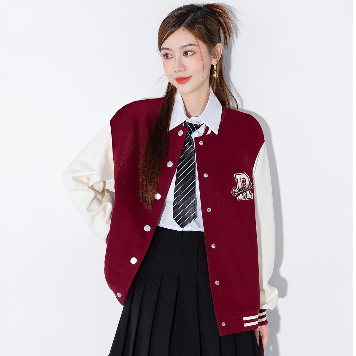 スタジャン 赤 学園風アカデミックスタジャン