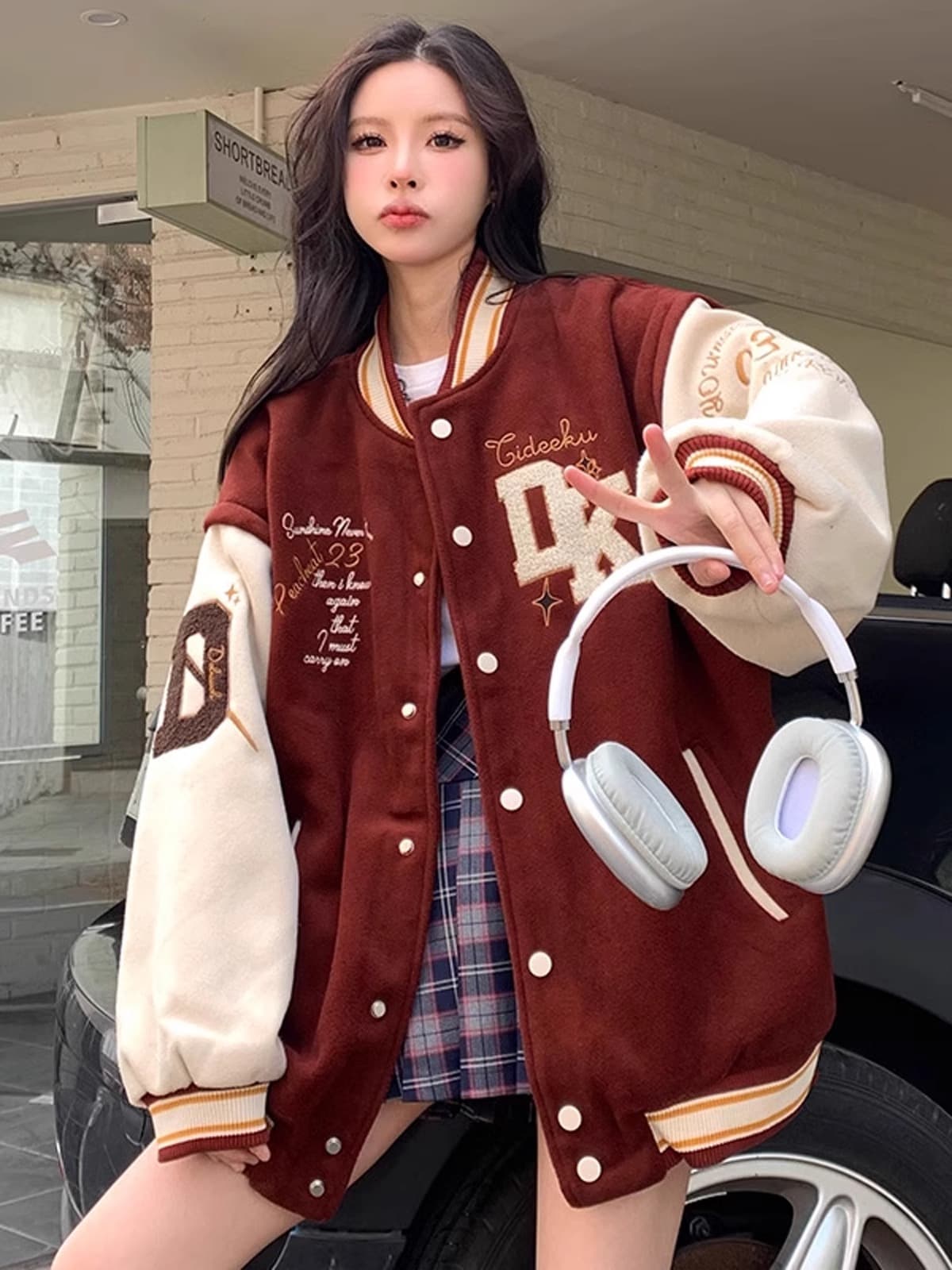スタジャン 茶色 レトロ学院風シンボルスタジャン