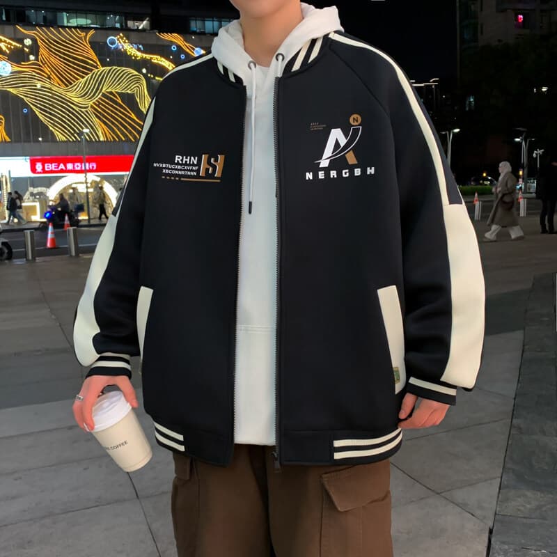 スタジャン 緑 スタジャン シンプル都会派ジャンパー