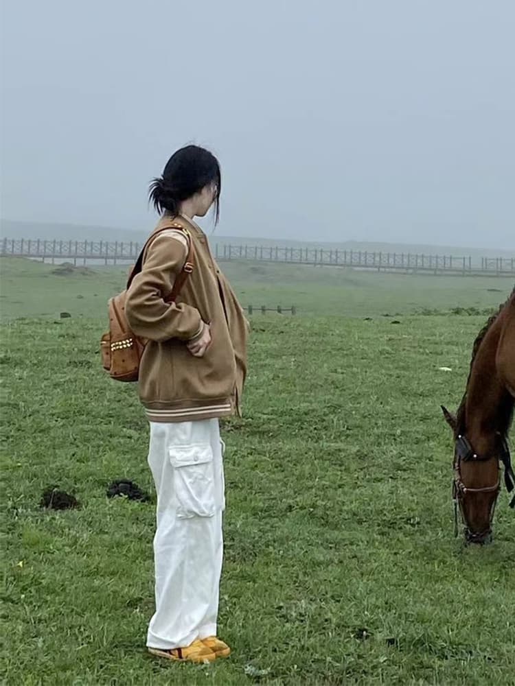 スタジャン 茶色 大人カジュアル 定番スタジャン