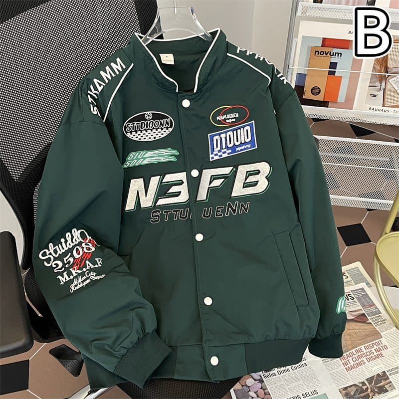 メンズ ワッペン付きスタジャン ブラック