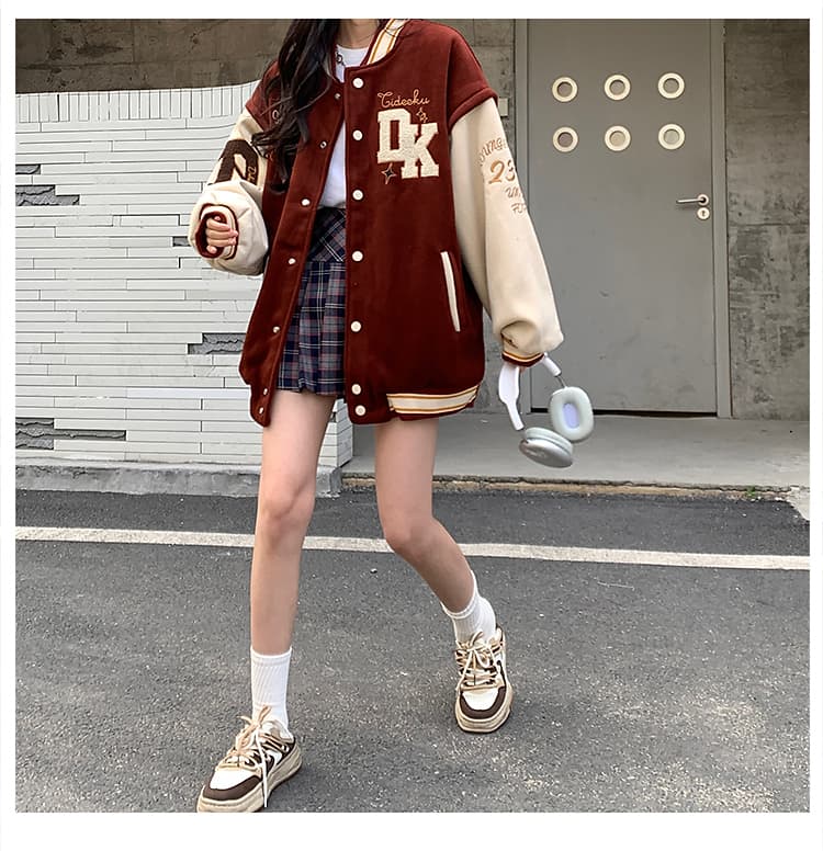 スタジャン 茶色 レトロ学院風シンボルスタジャン