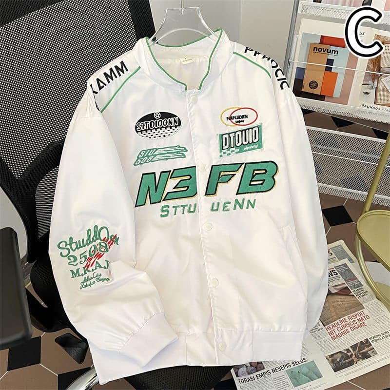メンズ ワッペン付きスタジャン ブラック